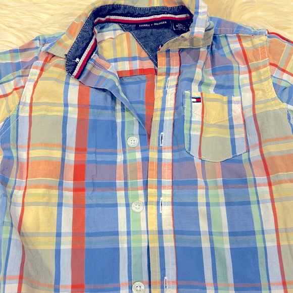Tommy Hilfiger Half-Sleeve Striped Print Colourful Button Down Shirt Size 24M - Picture 2 of 6